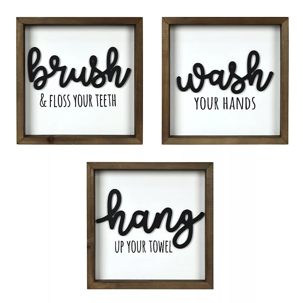 Sonoma Goods For Life® Brush Wash Hang Bathroom Wall Decor 3-piece Set 3 Sonoma Goods For Life® Brush Wash Hang Bathroom Wall Decor 3-piece Set
