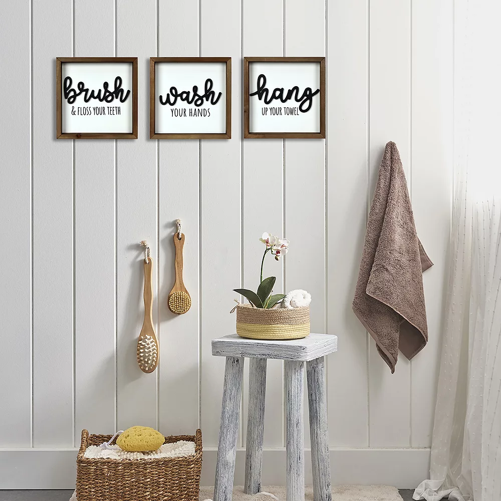 Sonoma Goods For Life® Brush Wash Hang Bathroom Wall Decor 3-piece Set 4 Sonoma Goods For Life® Brush Wash Hang Bathroom Wall Decor 3-piece Set - Image 2