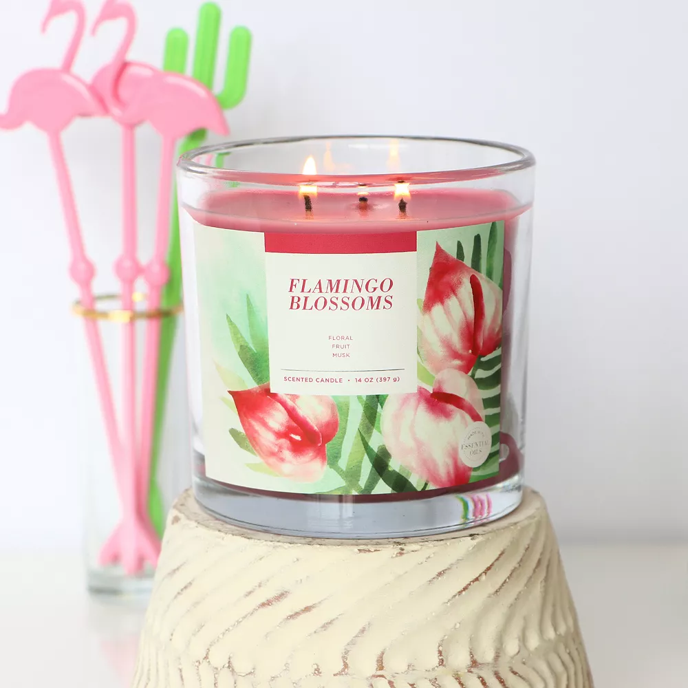 Sonoma Goods For Life® Flamingo Blooms 14-oz. Candle Jar 4 Sonoma Goods For Life® Flamingo Blooms 14-oz. Candle Jar - Image 2